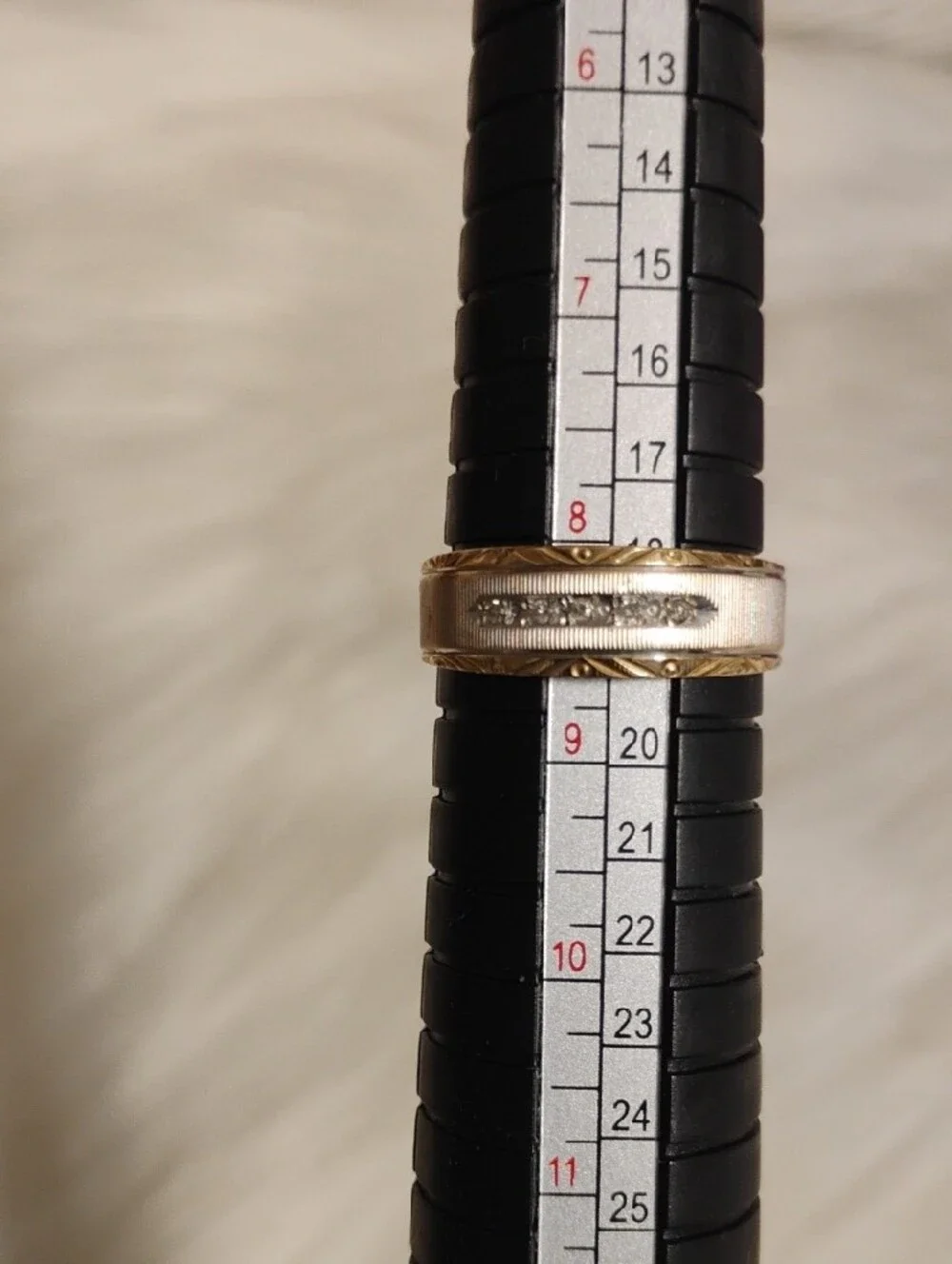 Men’s 10k Solid Gold Two-Tone Accent 5 Diamond Band